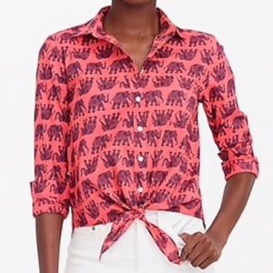 NWOT J.Crew Tie Waist Printed Shirt